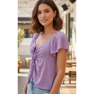 Wild Fable Flutter Short Sleeve Fly away top Purple Size S